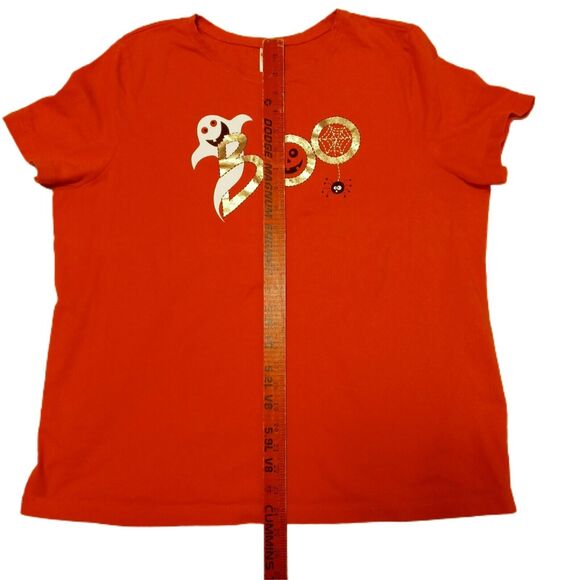 Orange Halloween T Shirt Ghost Pumpkin Spider Web BOO Graphic Girls JR 2XG - Picture 7 of 12